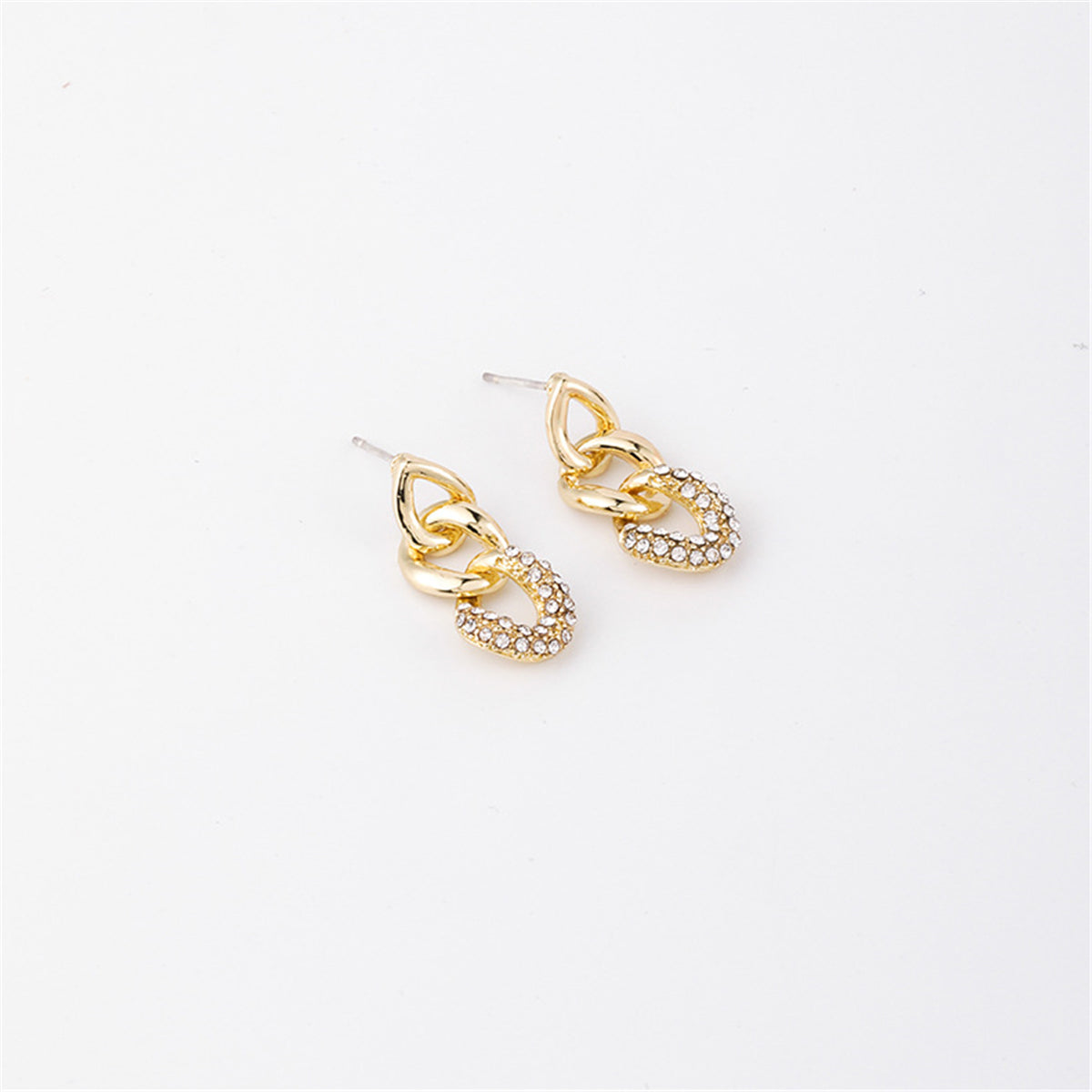 18K Gold-Plated & Clear Cubic Zirconia Link Drop Earrings