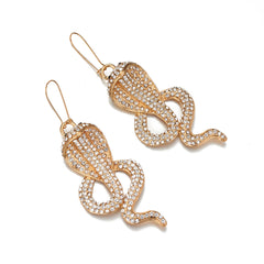 Cubic Zirconia & 18K Gold-Plated Snake Drop Earrings