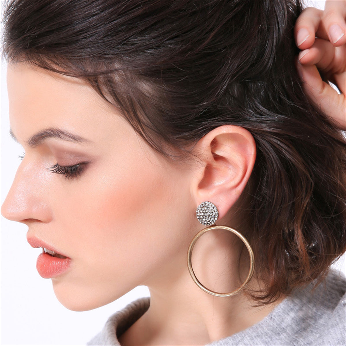 Cubic Zirconia & 18K Gold-Plated Round Dangle Earrings