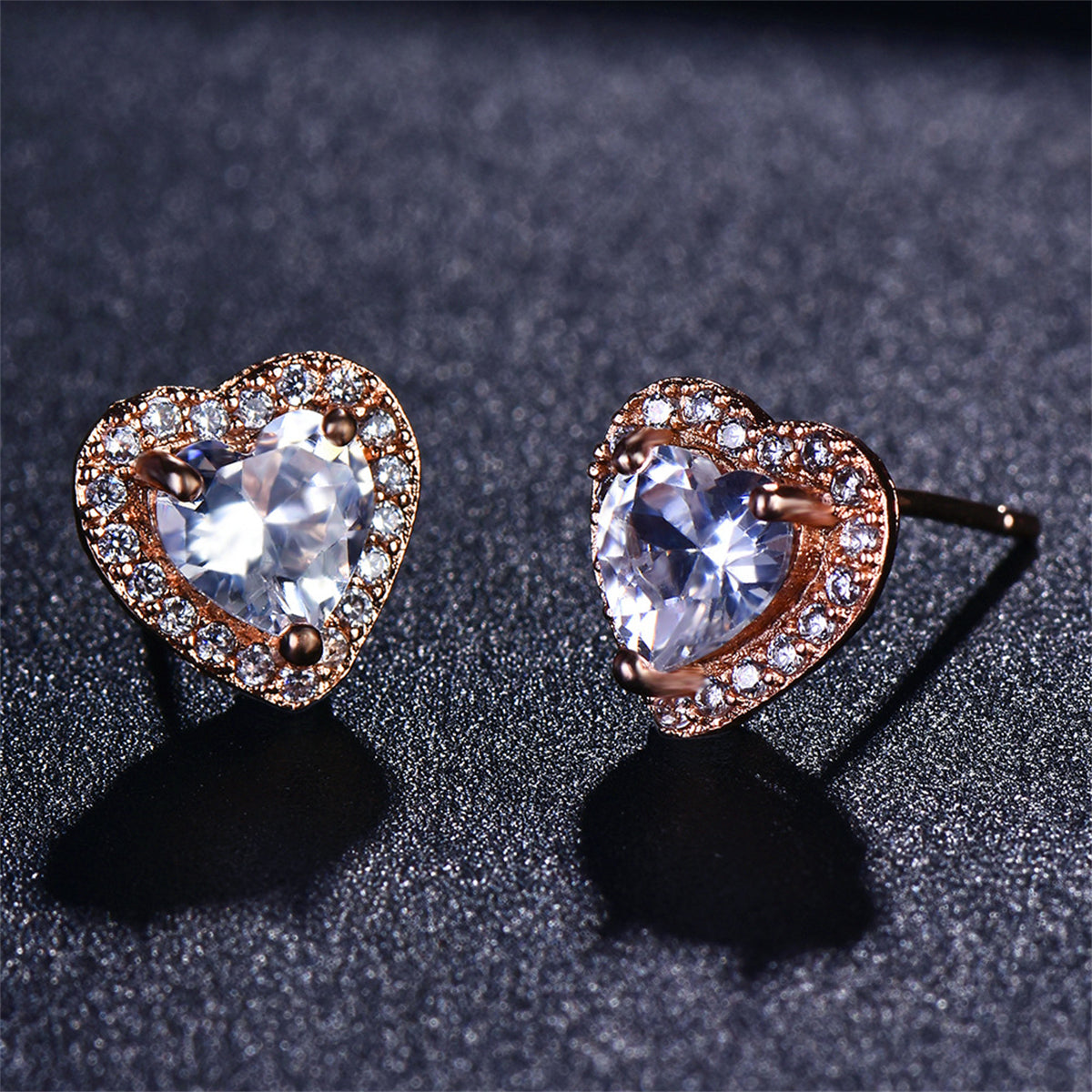 Clear Crystal & Cubic Zirconia 18K Gold-Plated Halo Heart Stud Earrings