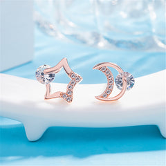 Crystal & Cubic Zirconia Star & Moon Stud Earrings