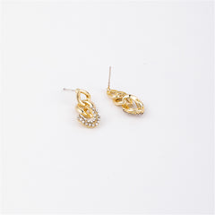 18K Gold-Plated & Clear Cubic Zirconia Link Drop Earrings