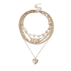 18K Gold-Plated Star Station Layered Necklace Set