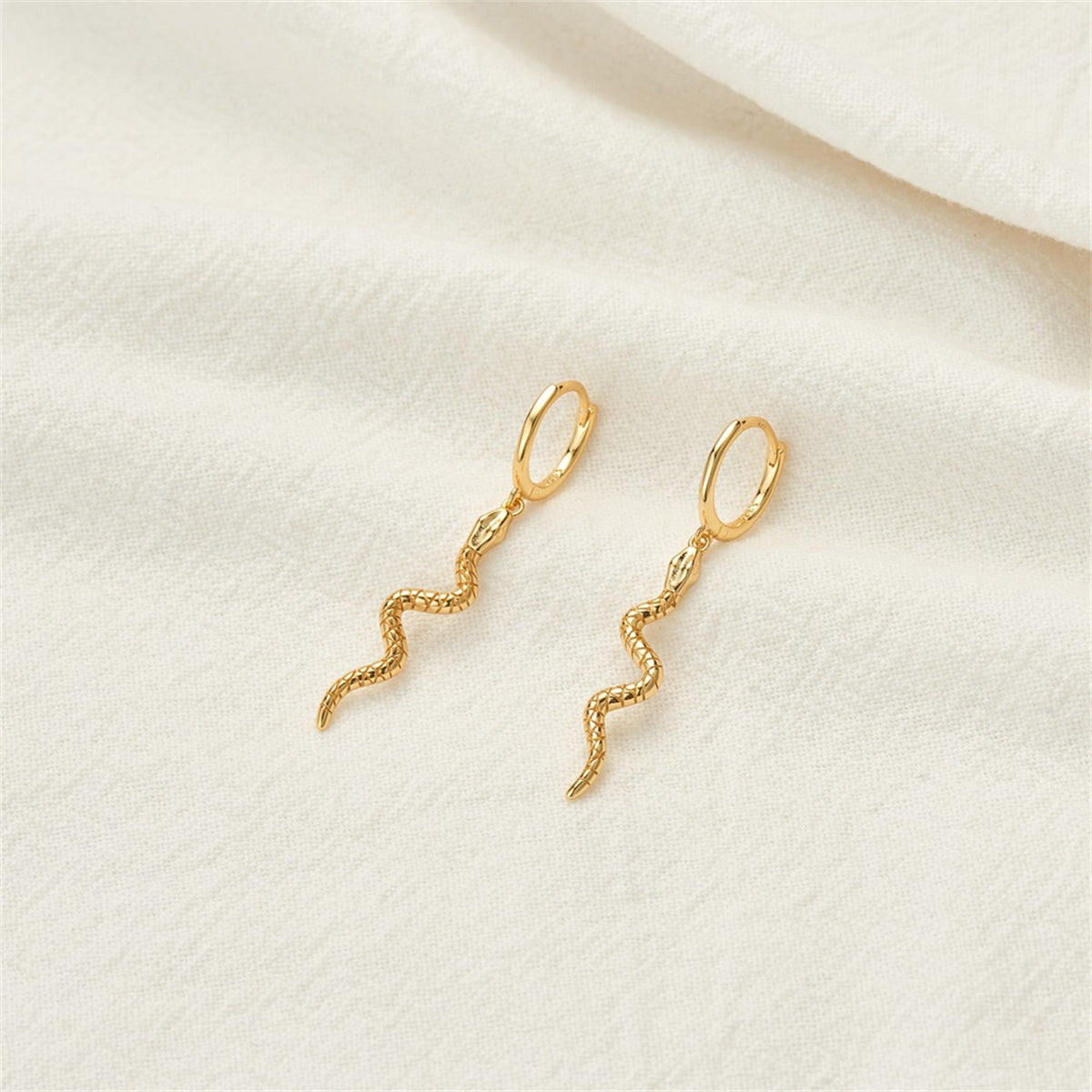 18K Gold-Plated Snake Huggie Earrings