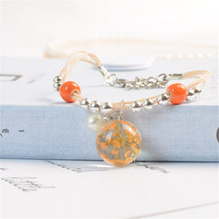 Ceramics & Orange Gypsophila Resin Pearl Charm Bracelet