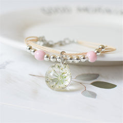 Ceramics & Gypsophila Resin Pearl Charm Bracelet