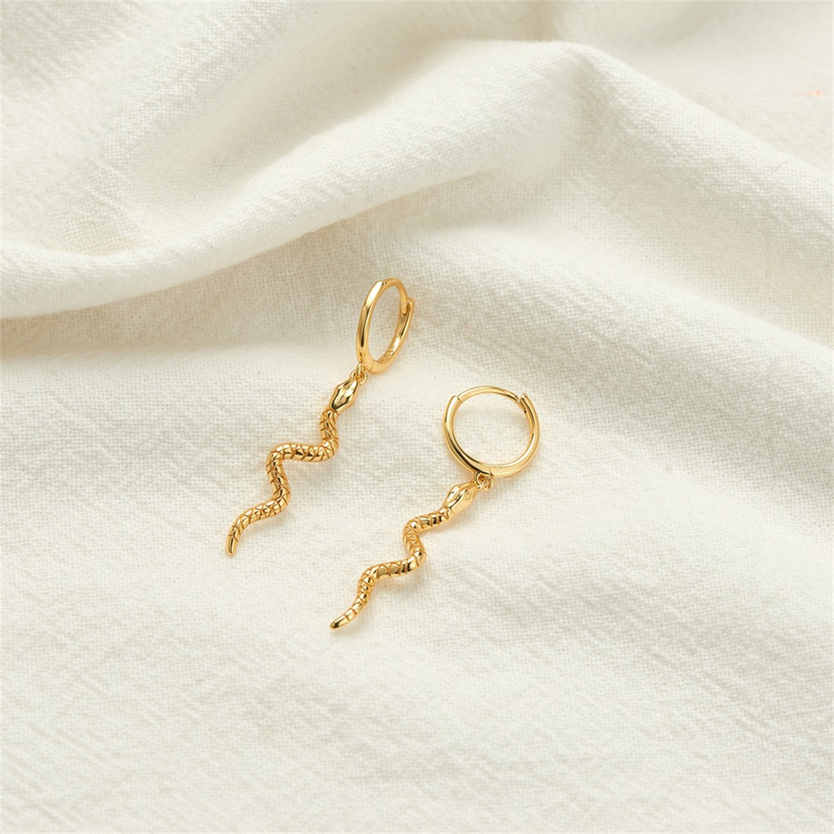 18K Gold-Plated Snake Huggie Earrings