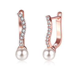 Pearl & 18K Rose Gold-Plated Huggie Earrings