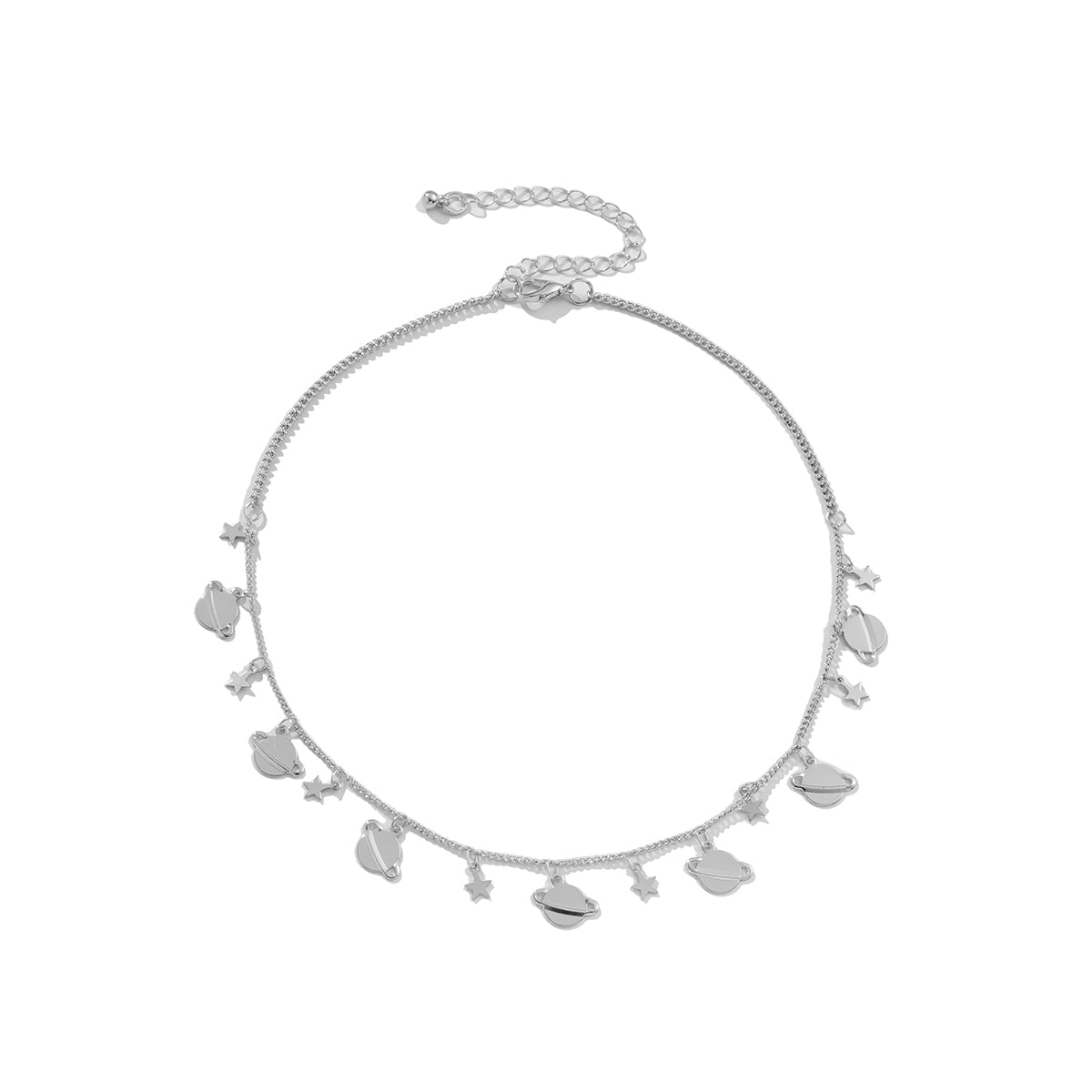 Silver-Plated Planets & Stars Necklace