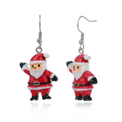 Red Acrylic & Silver-Plated Santa Drop Earrings