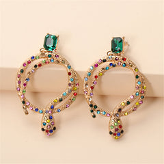 Green Crystal & Cubic Zirconia Coiled Snake Drop Earrings