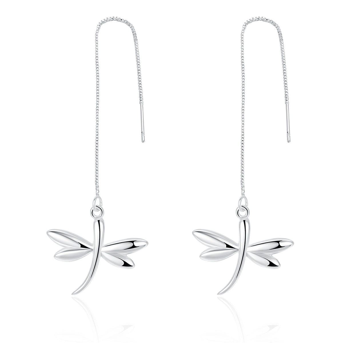 Silver-Plated Dragonfly Threader Earrings