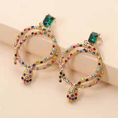 Green Crystal & Cubic Zirconia Coiled Snake Drop Earrings