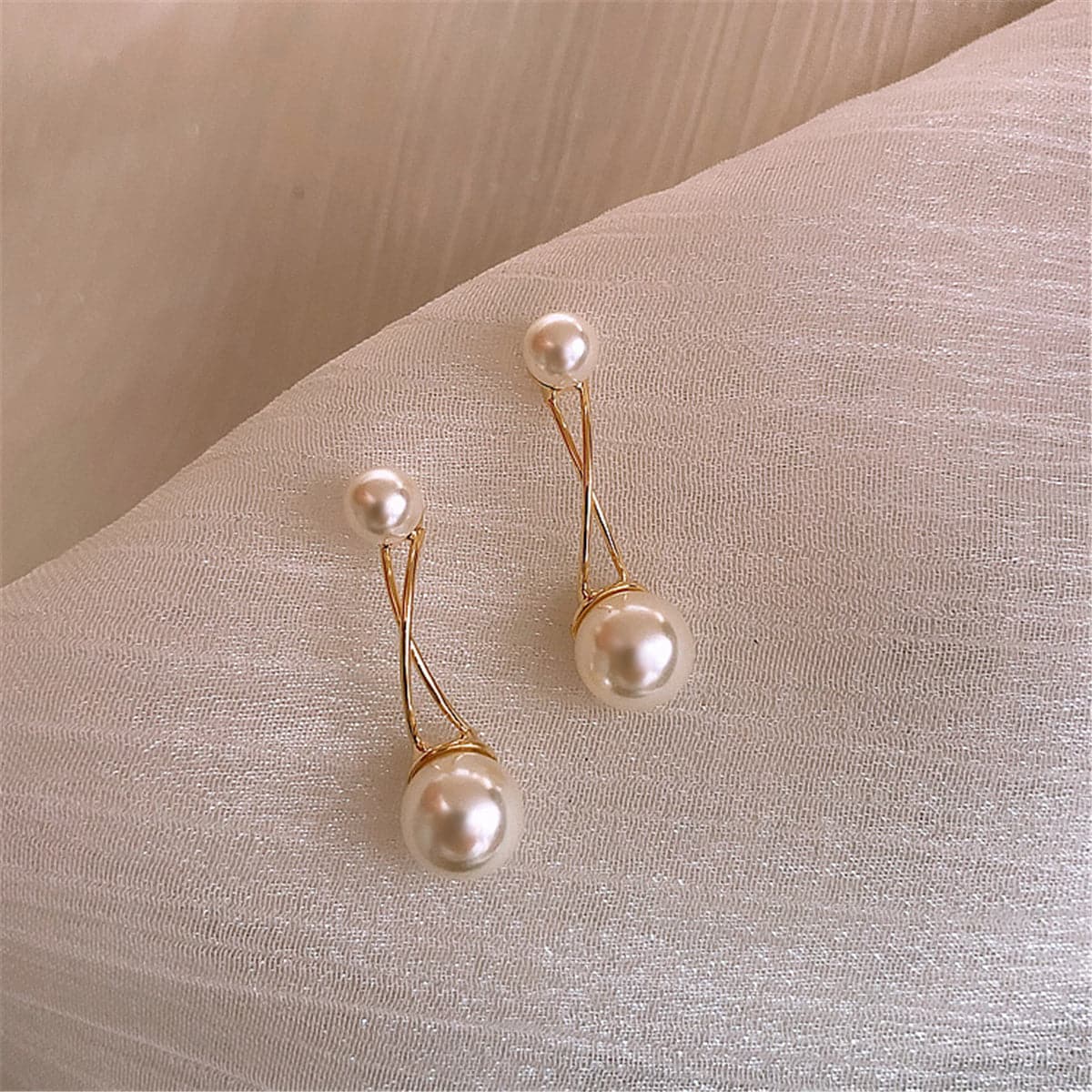 Pearl & 18K Gold-Plated Crossing Drop Earrings