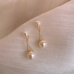 Pearl & 18K Gold-Plated Crossing Drop Earrings