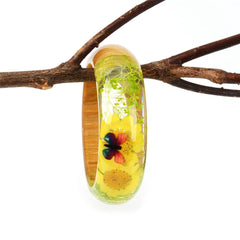 Yellow Dried Flower Wood Bangle