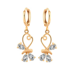 cubic zirconia & 18k Gold-Plated Loop Butterfly Drop Earrings - streetregion