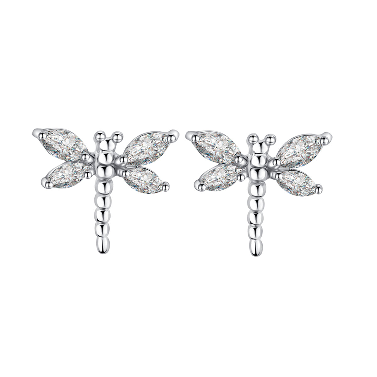 Crystal & Silver-Plated Dragonfly Stud Earrings