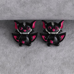 Black & Silver-Plated Bat Stud Earrings