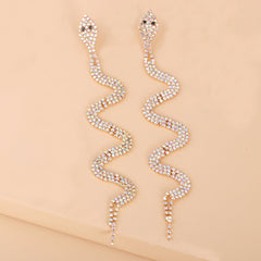 Cubic Zirconia & 18K Gold-Plated Snake Drop Earrings