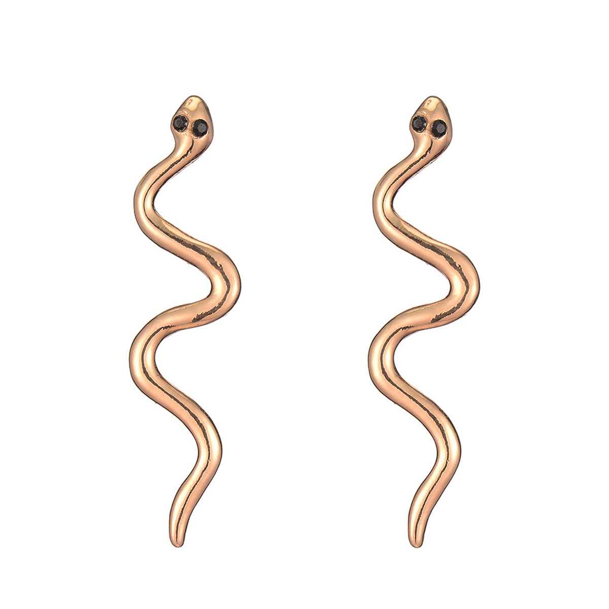 Black Cubic Zirconia & 18K Gold-Plated Snake Drop Earrings