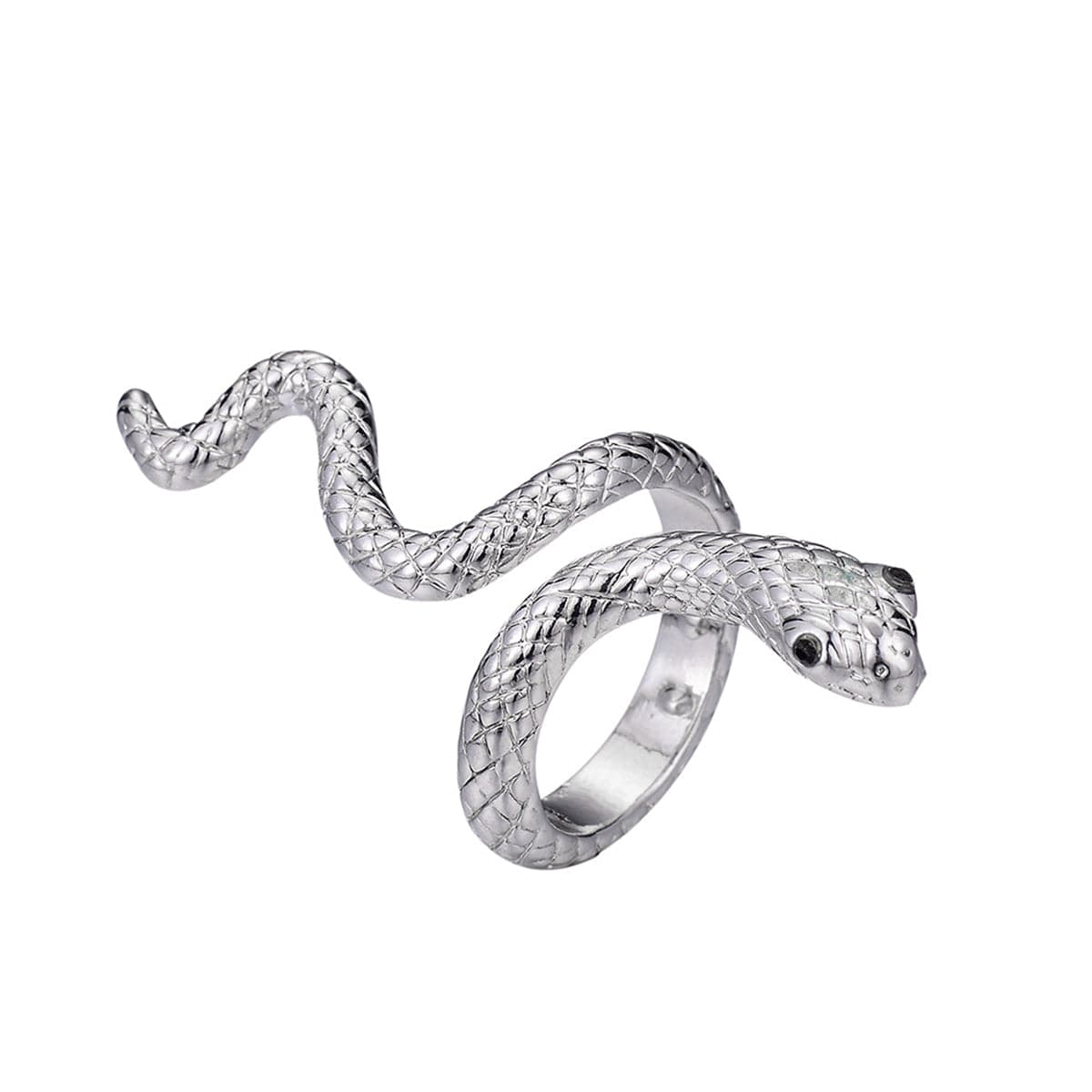Silver-Plated Snake Bypass Ring