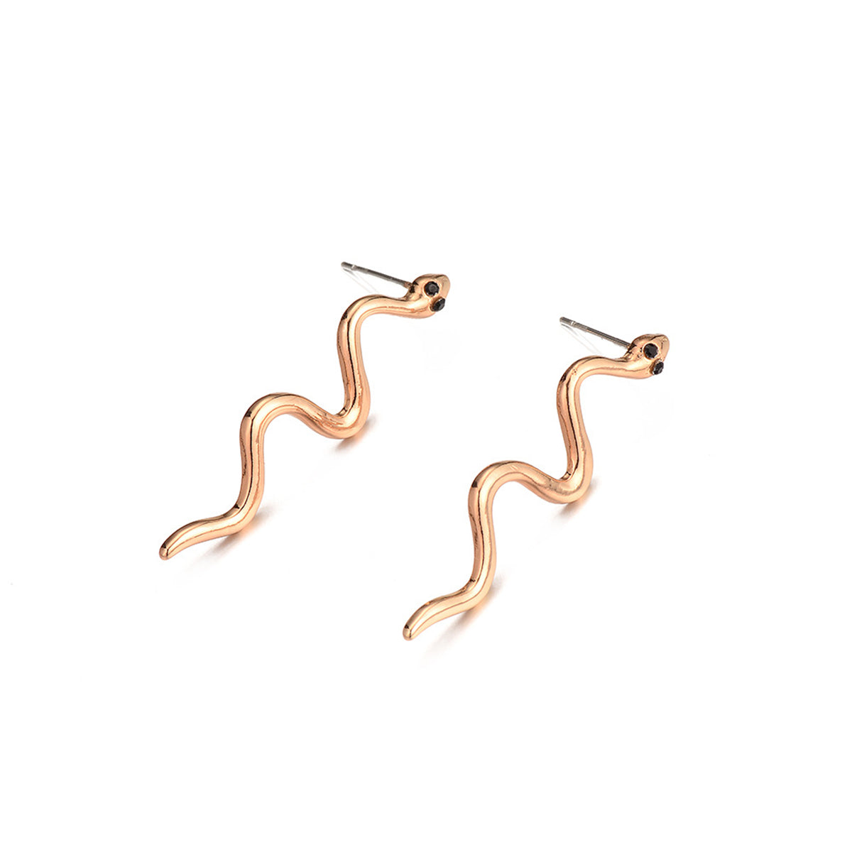 Black Cubic Zirconia & 18K Gold-Plated Snake Drop Earrings