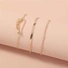 18K Gold-Plated Botany Charm Cable Chain Bracelet Set