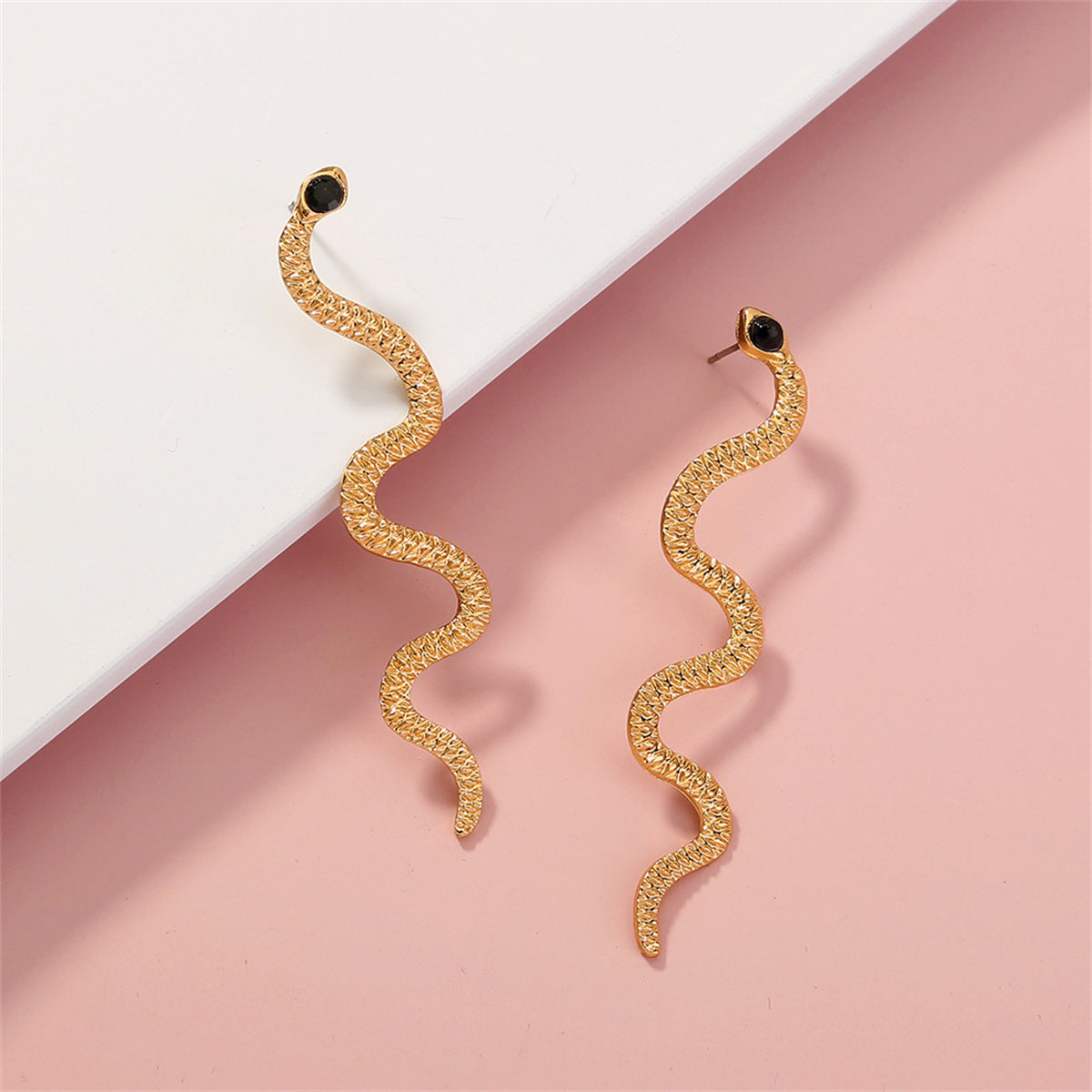 Cubic Zirconia & 18K Gold-Plated Snake Dangle Earrings