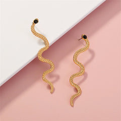 Cubic Zirconia & 18K Gold-Plated Snake Dangle Earrings