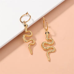 Black Enamel & 18K Gold-Plated Curvy Snake Drop Earrings