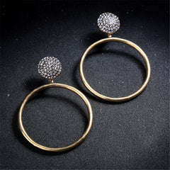 Cubic Zirconia & 18K Gold-Plated Round Dangle Earrings