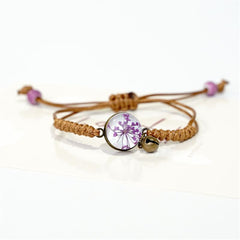 Purple Gypsophila Resin Charm Bell Bracelet