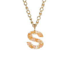 Pink & 18K Gold-Plated Floral Alphabet S Pendant Necklace