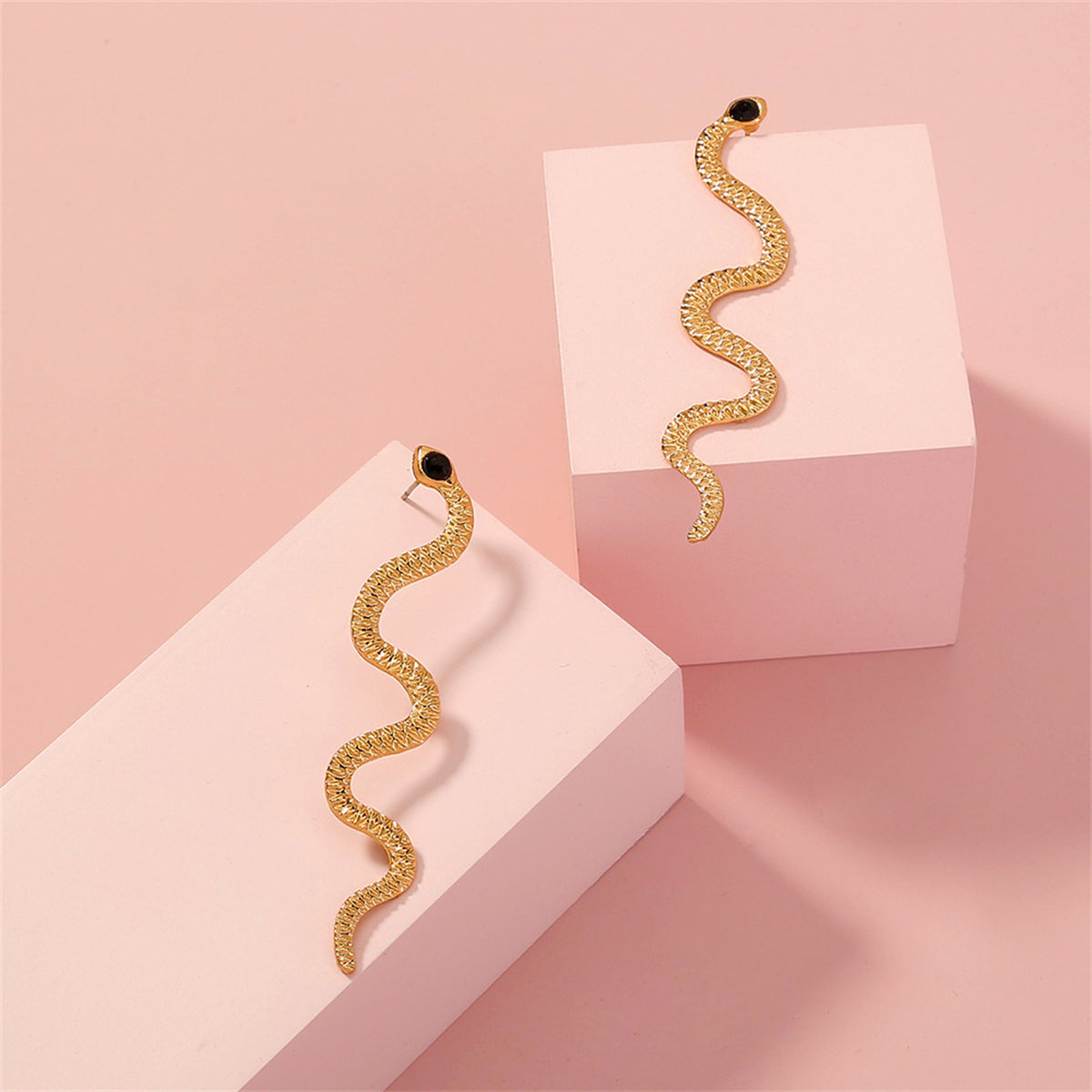 Cubic Zirconia & 18K Gold-Plated Snake Dangle Earrings