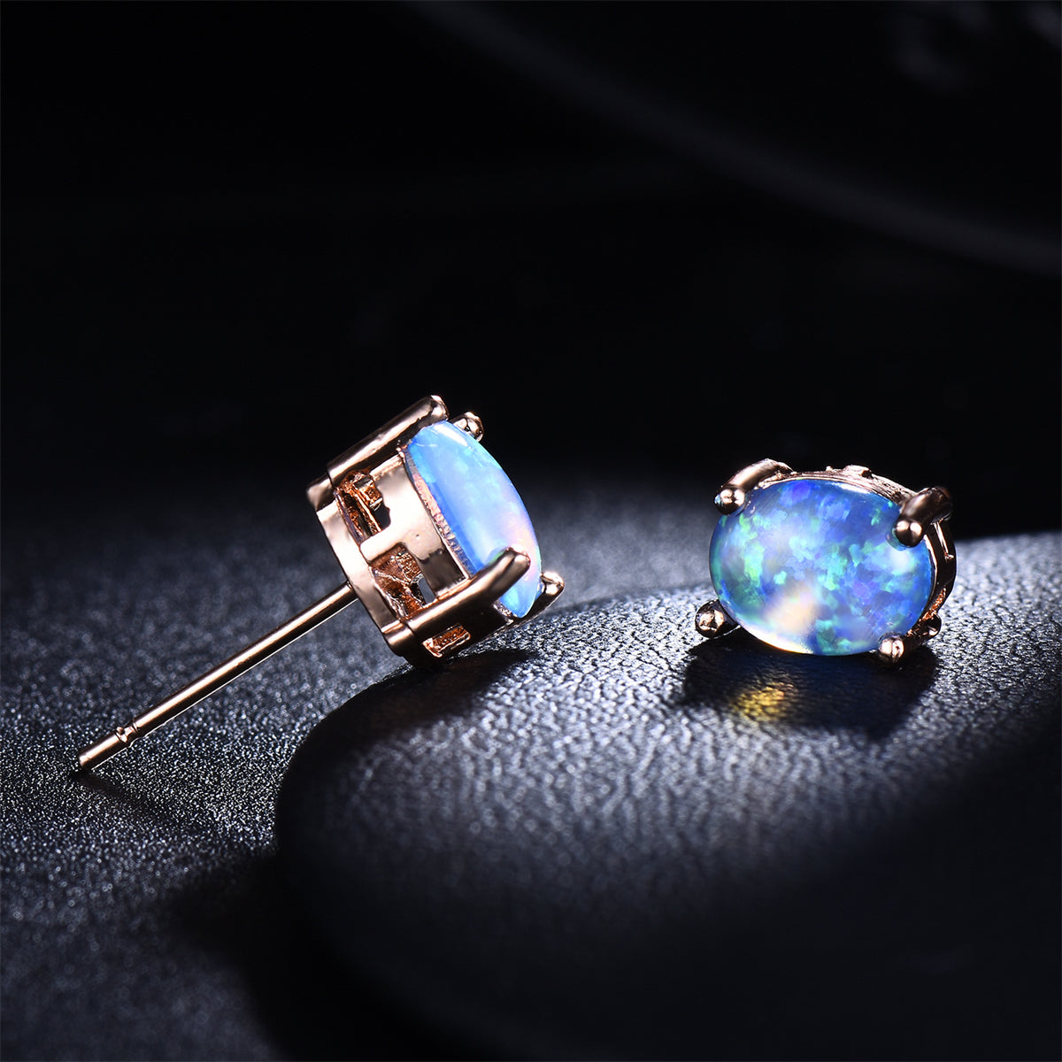 Blue Egg Opal & 18K Gold-Plated Stud Earrings