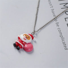 Red Acrylic & Silver-Plated Santa Pendant Necklace