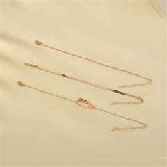 18K Gold-Plated Botany Charm Cable Chain Bracelet Set