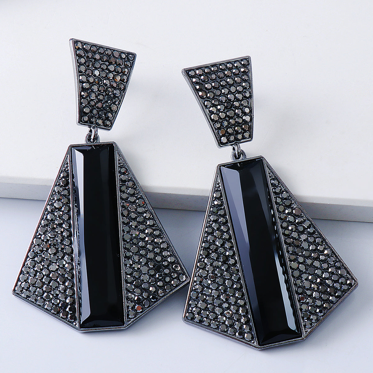 Cubic Zirconia & Crystal Geometric Drop Earrings