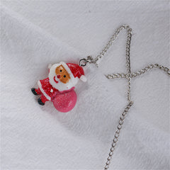 Red Acrylic & Silver-Plated Santa Pendant Necklace