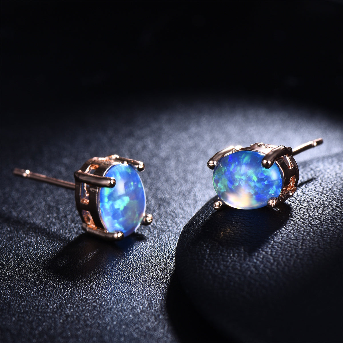 Blue Egg Opal & 18K Gold-Plated Stud Earrings