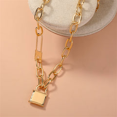 Beautifully crafted 18K gold-plated necklace with a unique double lock pendant, ideal for elevating your jewelry collection.