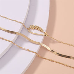 18K Gold-Plated Botany Charm Cable Chain Bracelet Set