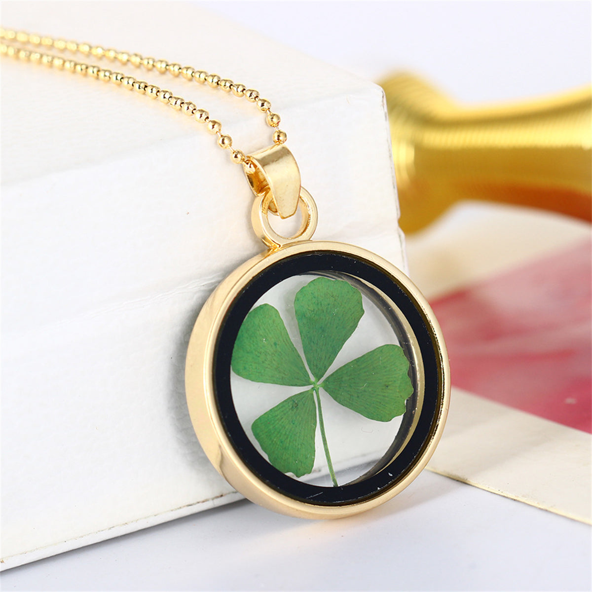 Clover & 18K Gold-Plated Pendant Necklace