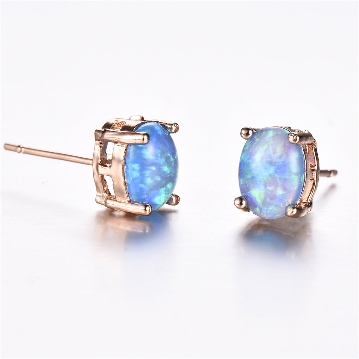 Blue Egg Opal & 18K Gold-Plated Stud Earrings