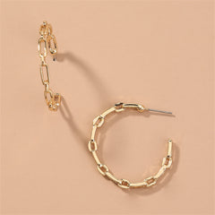 Fashionable 18K gold-plated chain link hoop earrings, combining elegance and modern style for a standout accessory.