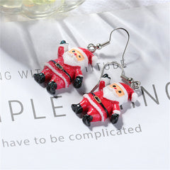 Red Acrylic & Silver-Plated Santa Drop Earrings