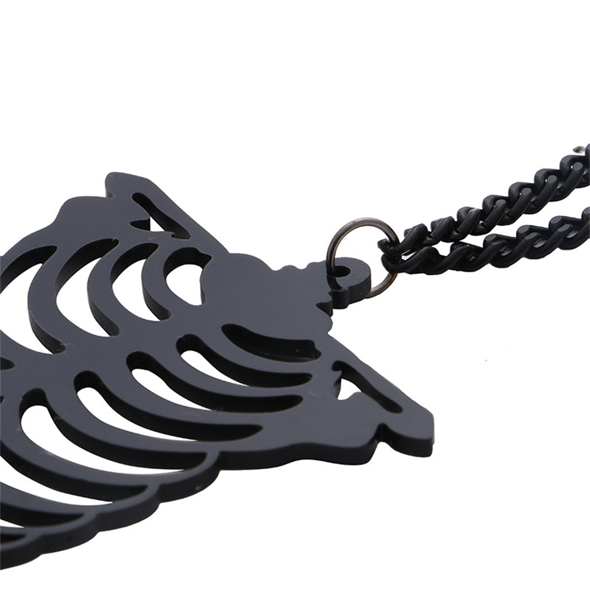 Black Ribcage Pendant Necklace