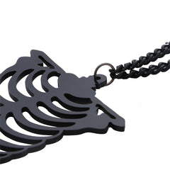 Black Ribcage Pendant Necklace