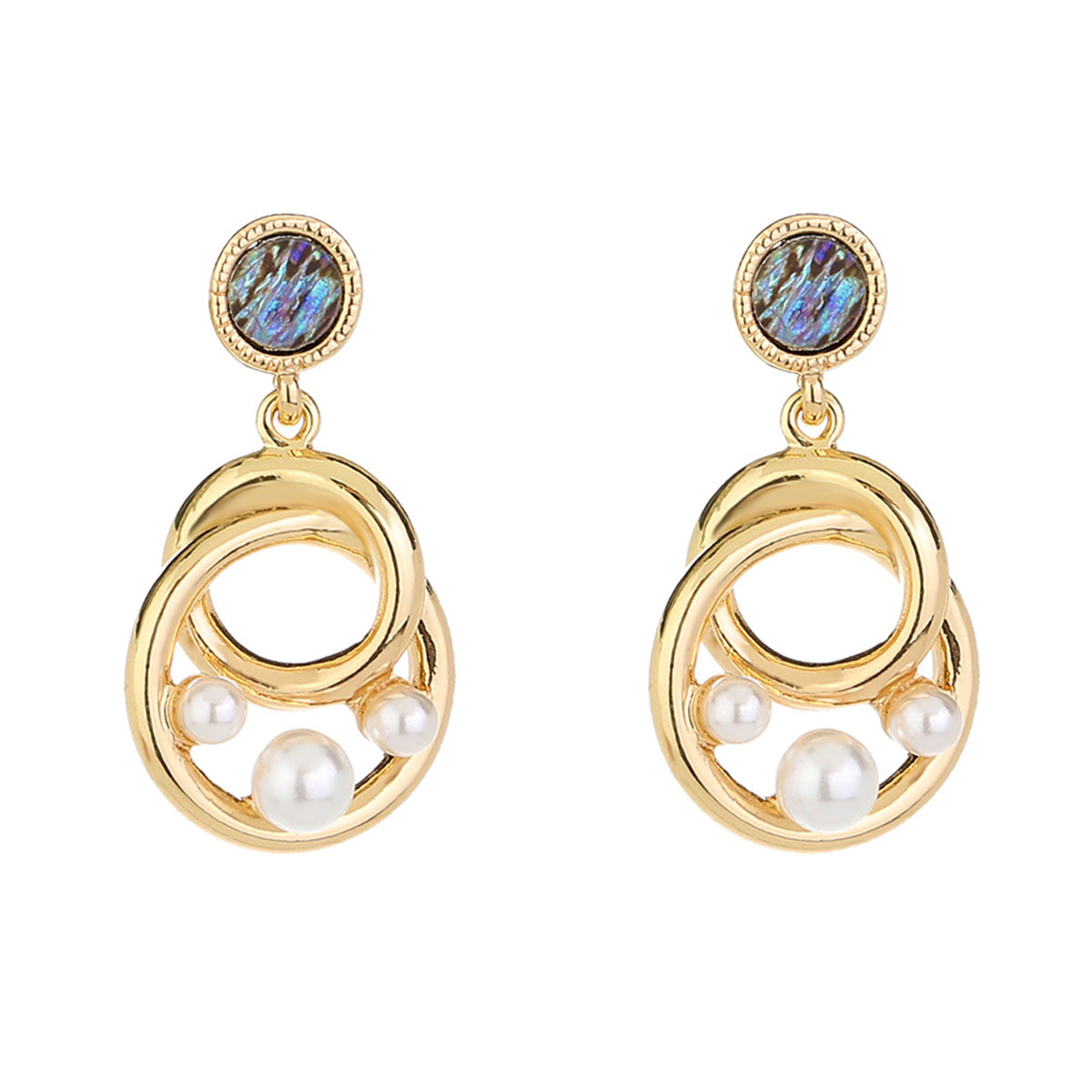 Abalone Shell & Pearl 18K Gold-Plated Interlocking Drop Earrings